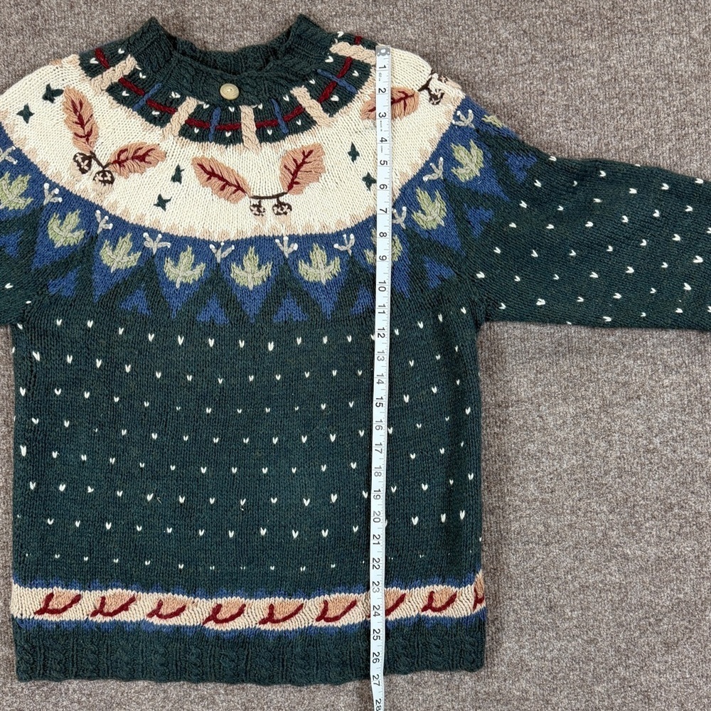 Vintage Wool Blend Nordic Fair Isle Fall Leaves Winter Pullover Sweater Womens M - Picture 7 of 10